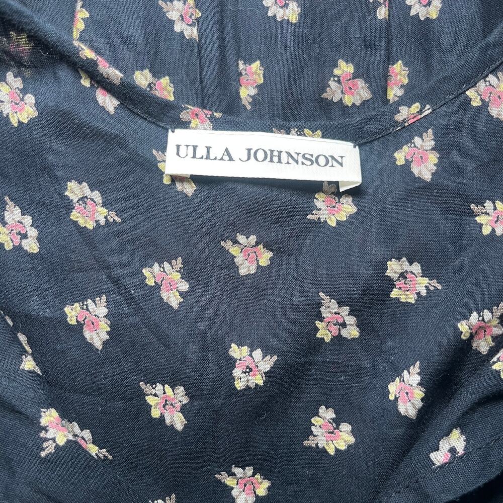 Ulla Johnson Blouse Top Ditsy Floral Eyelet Flutter Sleeve Black Size 2 - Picture 5 of 6